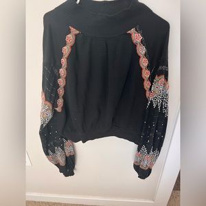 free people sweater, balloon sleeves, size M